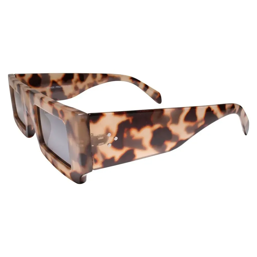 Tortoise Rectangular Thick Frame Sunglass Fusion of Classic and Street Style